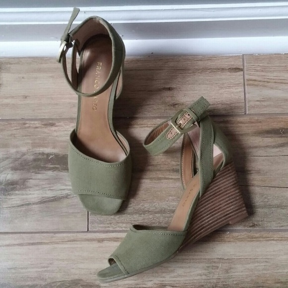 Franco Sarto Shoes - Franco Sarto Ankle Strap Olive Green Wedges